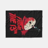 Friday The 13th Mask Blood Halloween Design  フリースブランケット (正面(横))