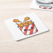 Fried Chicken Bucket スクエアペーパーコースター (アングル)