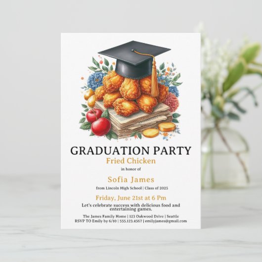 Fried Chicken Graduation Party Celebration 招待状 (スタンド正面)