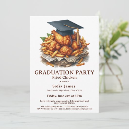 Fried Chicken Graduation Party Celebration 招待状 (スタンド正面)