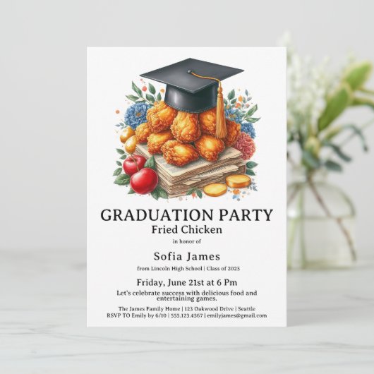 Fried Chicken Graduation Party Celebration 招待状 (スタンド正面)