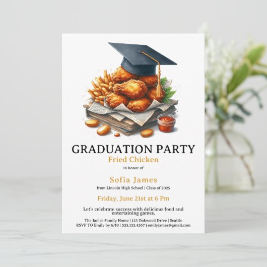 Fried Chicken Graduation Party Celebration 招待状 (スタンド正面)