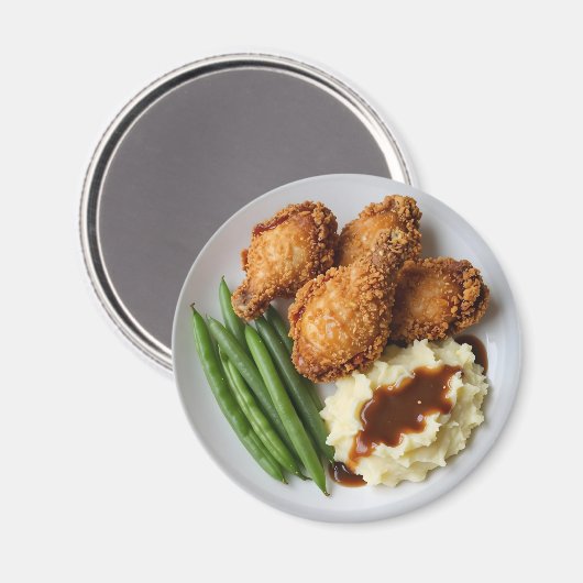 Fried Chicken, Mashed Potatoes and Green Beans マグネット (正面/裏面)