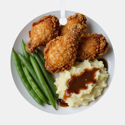 Fried Chicken, Mashed Potatoes and Green Beans メタルオーナメント (裏面)