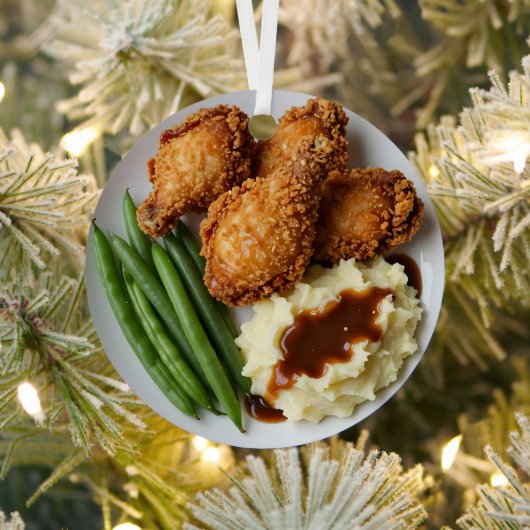 Fried Chicken, Mashed Potatoes and Green Beans メタルオーナメント (インサイチュ)