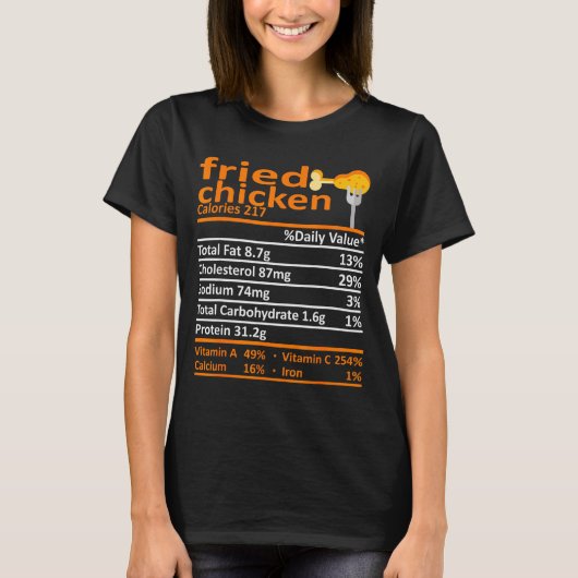 Fried Chicken Nutrition Food Facts Thanksgiving Fu Tシャツ (正面)