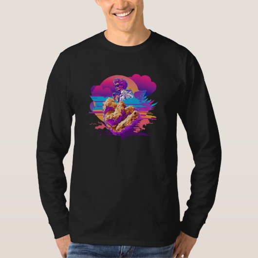 Fried Chicken Synthwave 80s Retrowave Aesthetic  1 Tシャツ (正面)