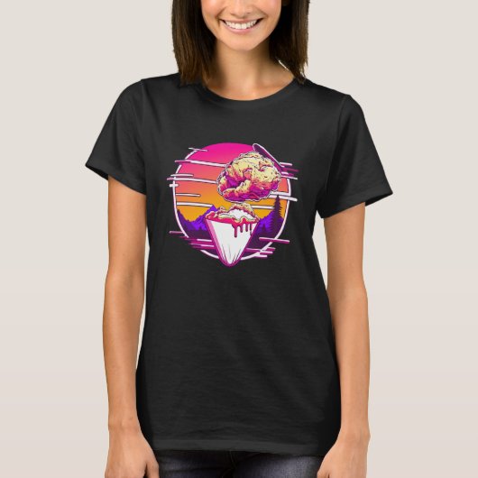 Fried Chicken Synthwave 80s Retrowave Aesthetic Tシャツ (正面)