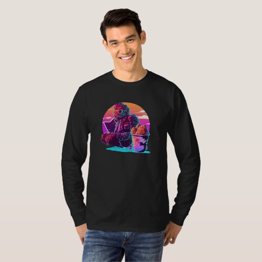 Fried Chicken Synthwave 80s Retrowave Aesthetic Tシャツ (正面フル)