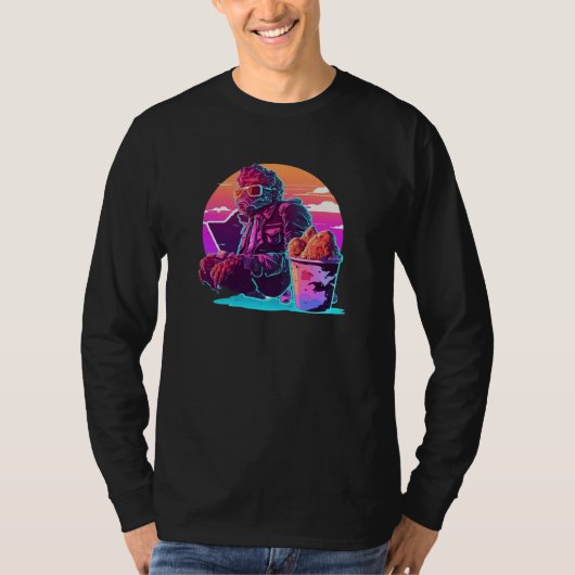 Fried Chicken Synthwave 80s Retrowave Aesthetic Tシャツ (正面)