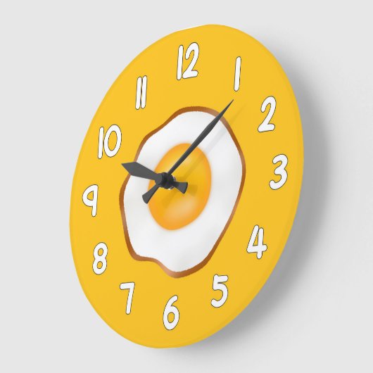 Fried Egg Wall Clock – Fun Kitchen Breakfast Home  ラージ壁時計 (傾斜)