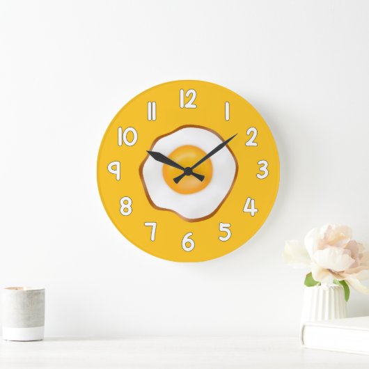 Fried Egg Wall Clock – Fun Kitchen Breakfast Home  ラージ壁時計 (ホーム)