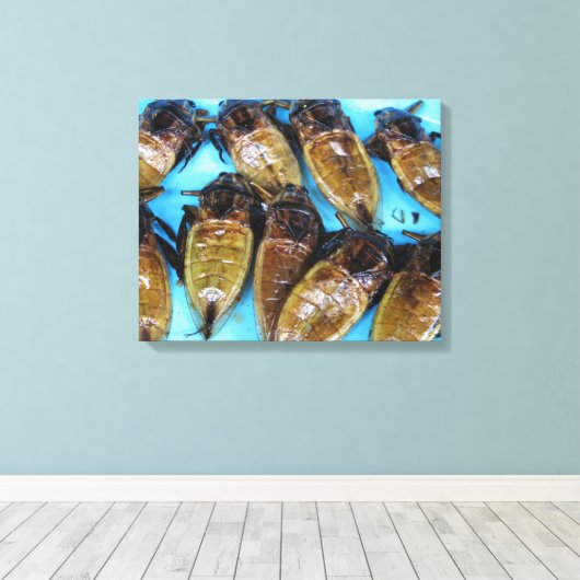 Fried Giant Water Bug (Maeng Daa) ...アジア料理 キャンバスプリント (インサイチュ (ウッドフロア))
