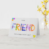 FRIEND はっきりした Geometric Father's Day greeting Card カード (黄色い花)