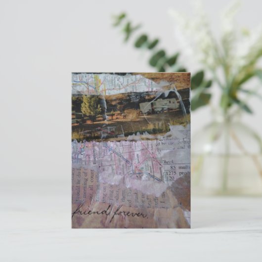 Friend Forever mixed media collage ポストカード (スタンド正面)