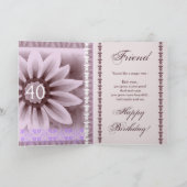 FRIEND - Happy 40th Birthday - LAVENDER Flower カード (内部)
