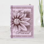 FRIEND - Happy 40th Birthday - LAVENDER Flower カード<br><div class="desc">柔らかいパステルの花とレースを持つこのカードは、あなたの妹のハッピーバースデーを願う甘い方法だ！彼女の名前と年齢を追加して、一種のカードとして…特別！私の誕生日カードの詳細を見るには、ザズルの検索ボックスに入れる：ジャクリナート誕生日</div>