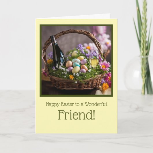 Friend Happy Easter Humor with Wine in Easter  カード (正面)