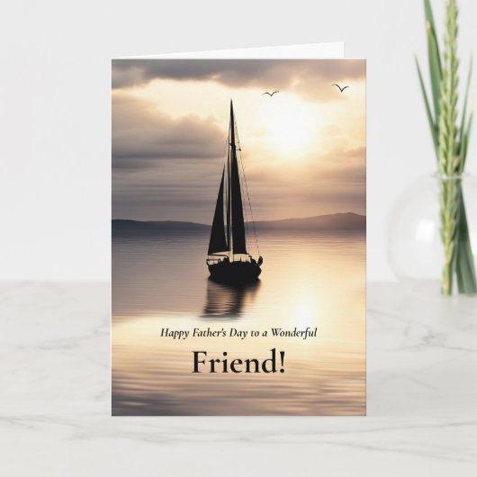 Friend Happy Fathers Day Sailboat on Smooth  カード (正面)