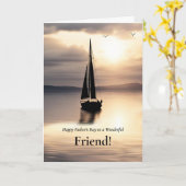 Friend Happy Fathers Day Sailboat on Smooth  カード (黄色い花)