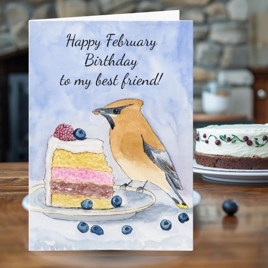 Friend Happy February Birthday Bird カード