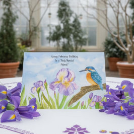 Friend Happy February Birthday Kingfisher カード