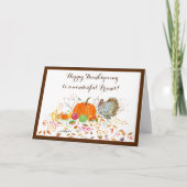 Friend Happy Thanksgiving Pumpkin And Turkey カード (正面)