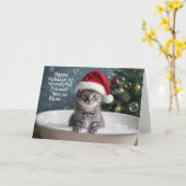 Friend or Friends Christmas Holiday Cute Tabby Cat カード (黄色い花)