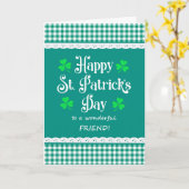 Friend St Patrick's Day Shamrocks Green Checksのために カード (黄色い花)