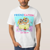 Friendcationの子犬の漫画のTシャツ Tシャツ (正面)