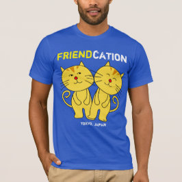 Friendcation猫の漫画のTシャツ Tシャツ