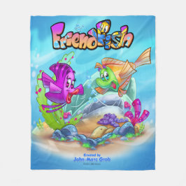 FriendFishかわいい漫画の魚のフリースブランケット フリースブランケット
