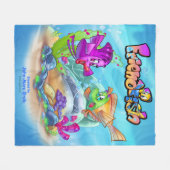 FriendFishかわいい漫画の魚のフリースブランケット フリースブランケット (正面(横))