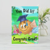 FriendFishかわいい漫画の魚の卒業カード サンキューカード (スタンド正面)