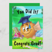 FriendFishかわいい漫画の魚の卒業カード サンキューカード (正面/裏面)