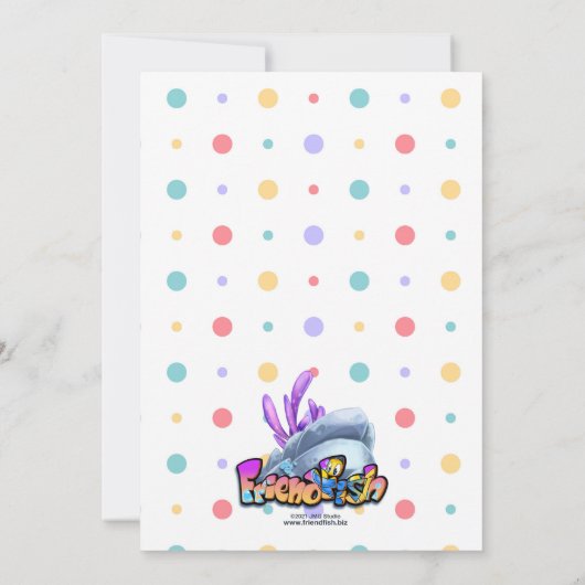 FriendFishかわいい漫画の魚の誕生日カード サンキューカード (裏面)