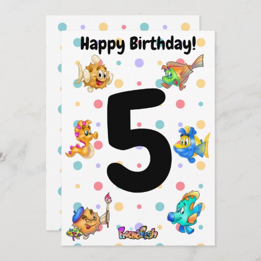 FriendFishかわいい漫画の魚の誕生日カード サンキューカード (正面/裏面)