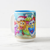 FriendFishかわいい漫画の魚 ツートーンマグカップ (正面左)