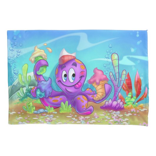 FriendFishかわいい漫画の魚 枕カバー (正面)