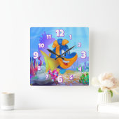 FriendFishの壁漫画の時計 スクエア壁時計 (ホーム)