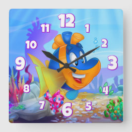FriendFishの壁漫画の時計 スクエア壁時計