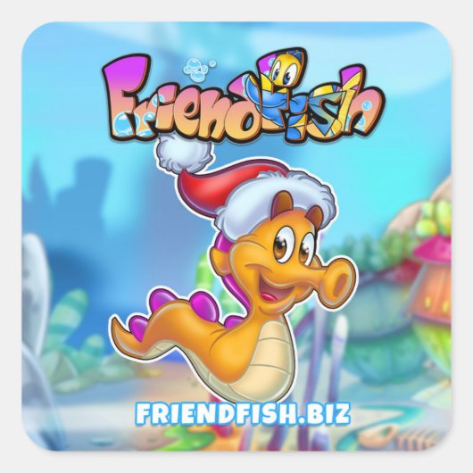 FriendFishアニメの魚のシール スクエアシール (正面)
