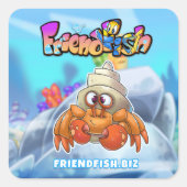 FriendFishアニメの魚のシール スクエアシール (正面)