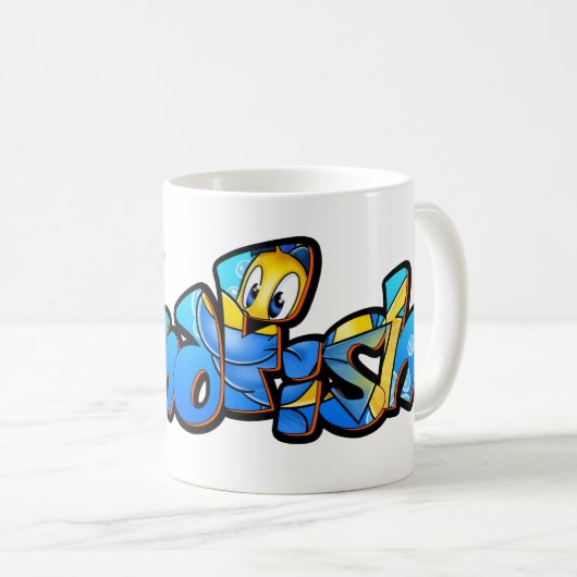 FriendFish可愛い漫画の魚をマグカップ コーヒーマグカップ (正面右)