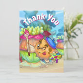 FriendFish可愛い漫画感謝していあなたのグリーティングカード サンキューカード (スタンド正面)