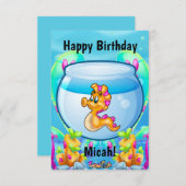 FriendFish漫画かわいい魚の誕生日カード サンキューカード (正面/裏面)