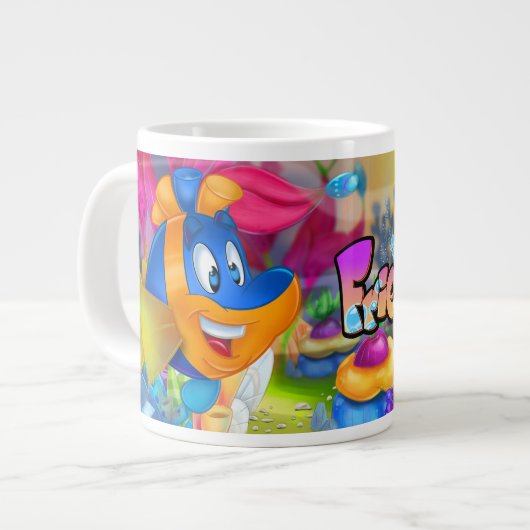 FriendFish魚の漫画の大きなマグカップ ジャンボコーヒーマグカップ (正面左)