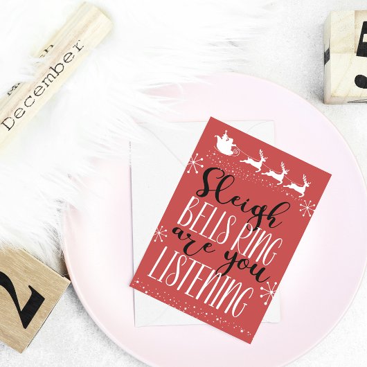 Friendly and Fun Santa Sleigh Christmas シーズンカード