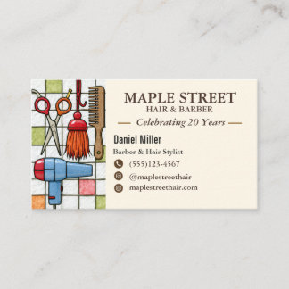 Friendly Barber and Hair Stylist Business Card 名刺