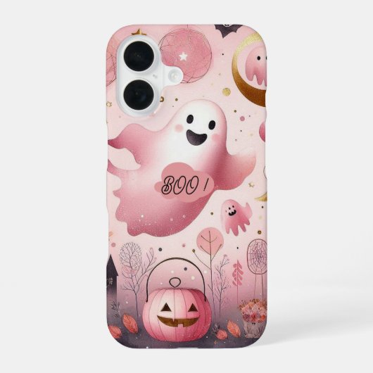 Friendly Boo Spooky Jack O Lanterns Pastel Funky  iPhone 16ケース (裏面)